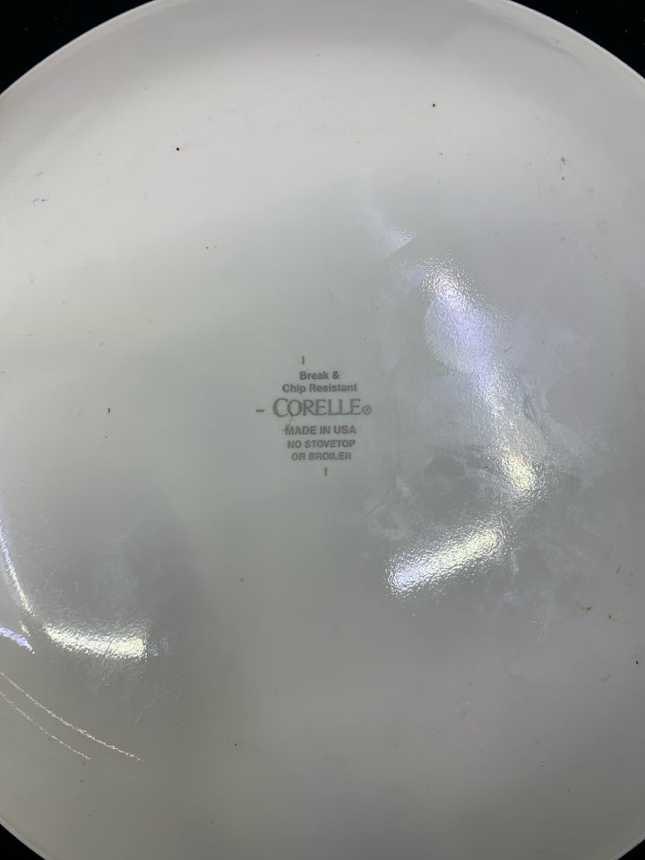 4 TAN CORELLE LUNCH PLATES.