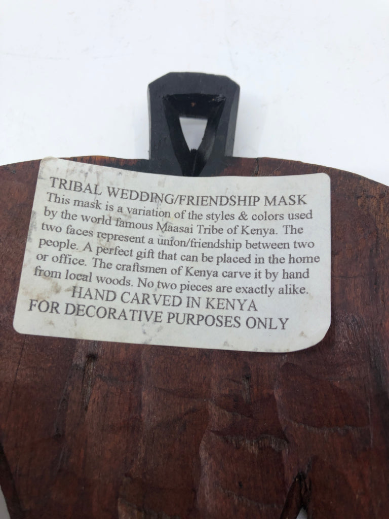 CARVED COLORED WOOD TRIBAL WEEDING/FRIENDSHIP MASK.