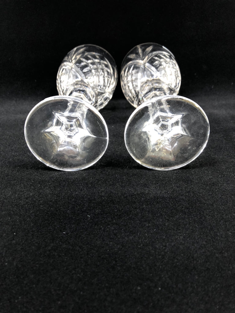 2 DIAMOND CUT CRYSTAL DUBLIN GOBLET W/PLATINUM RIM.
