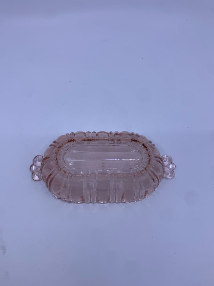 VTG PINK GLASS CONDIMENT BOWL.