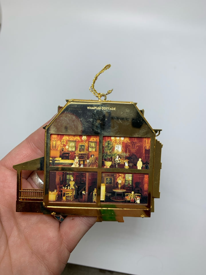 IN BOX WAMPUM COTTAGE BRASS HOUSE ORNAMENT BING & GRONDAHL.