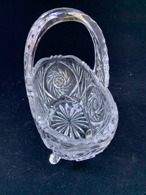 CUT GLASS FOOTED BASKET.