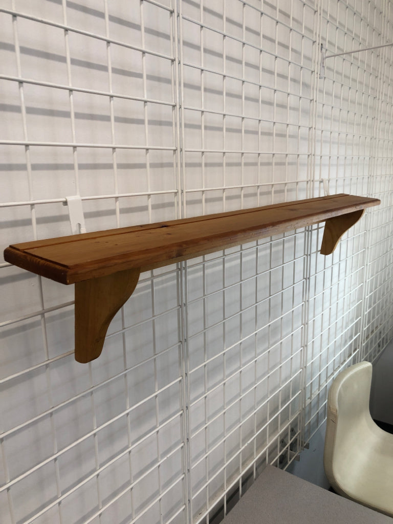 LONG WOODEN WALL SHELF.