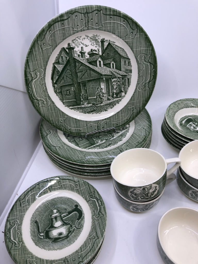 30PC VTG OLD CURIOSITY DISH SET SVC FOR 6.