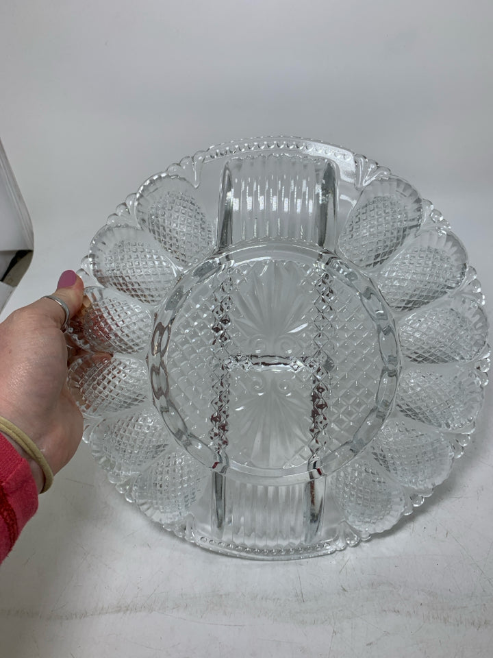 DIVIDED OYSTER GLASS PLATTER.