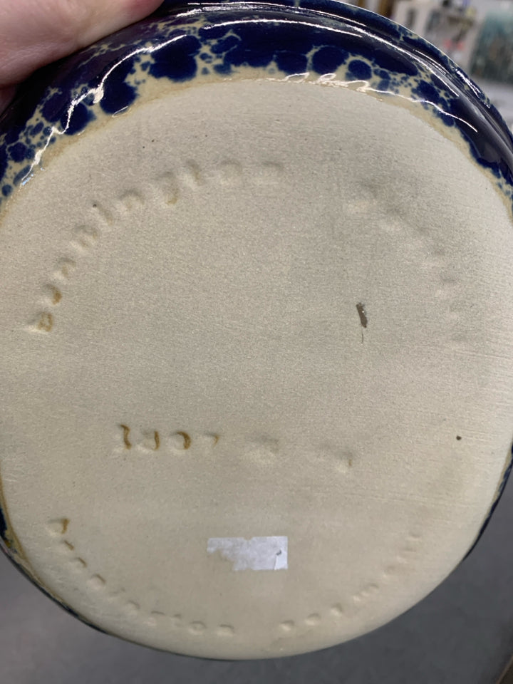 BLUE SPONGE POTTERY BISTRO PLATE.
