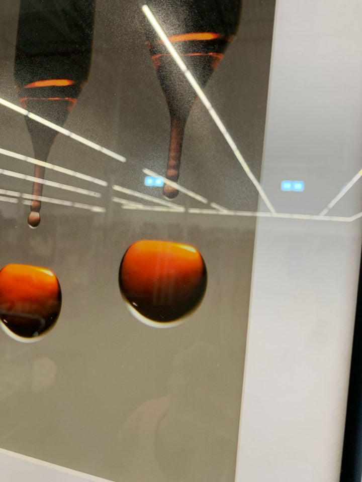 3 ORANGE DROPS PRINT IN BLACK FRAME- SIGNED.