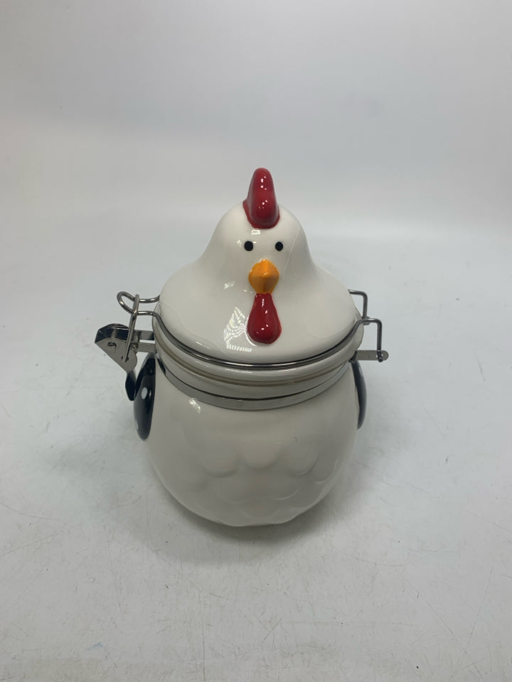 SMALL CERAMIC CHICKEN SHAPED CANISTER.