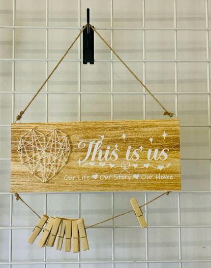 THIS IS US -STRING ART PAPER CLIP WALL HANGING WITH CLIPS.