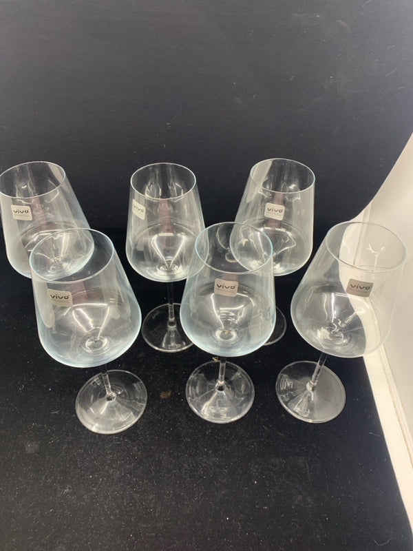 6 VIVO WINE GLASSES.