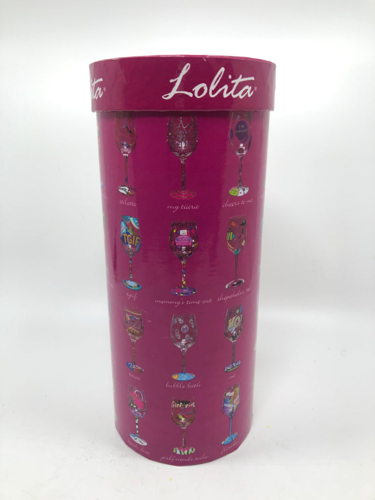 LOLITA WHERES MY MOMMY WINE GLASS IN BOX.