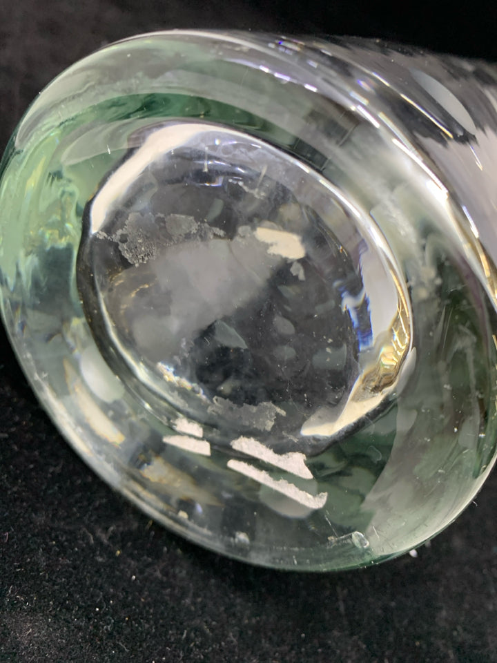 SKINNY GLASS VASE W/EMBOSSED DOTS.