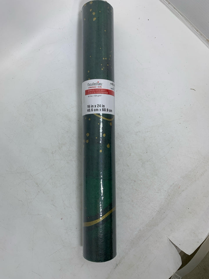 NIP DARK GREEN MARBLE PAPER SHEET.