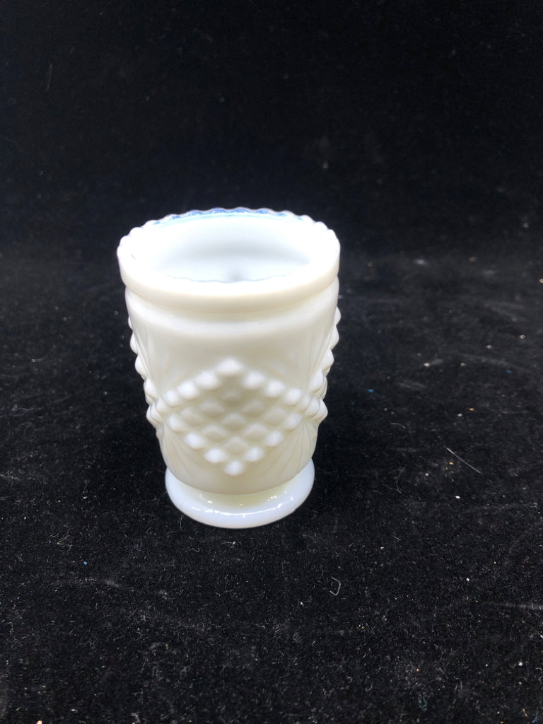 VTG MILK GLASS TOOTHPICK HOLDER.