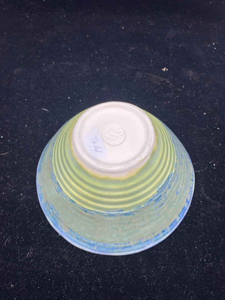 SMALL BLUE POTTERY BOWL.