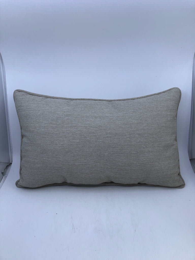 BEIGE RECTANGLE ACCENT PILLOW.