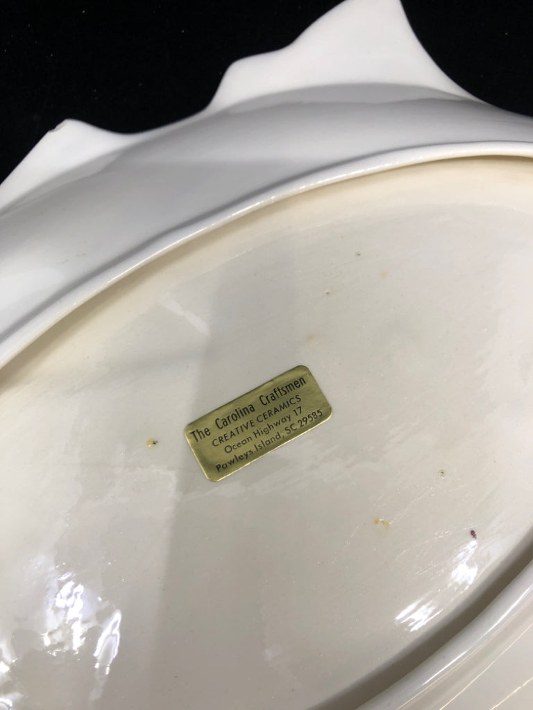 LARGE CREAM PORCELAIN FISH TRAY.