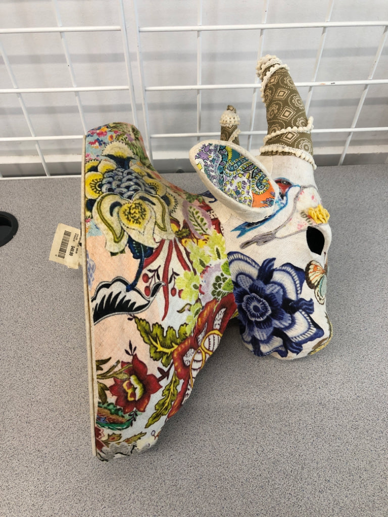 EMBROIDERED BOHO BULL FABRIC HEAD.