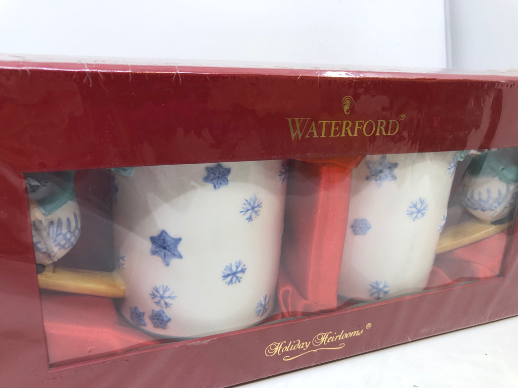 2 NIB WATERFORD LISMORE LYLE SNOWMAN MUGS.