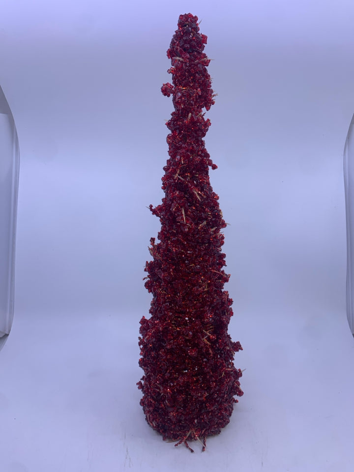 RED BEADED HOLIDAY TREE.