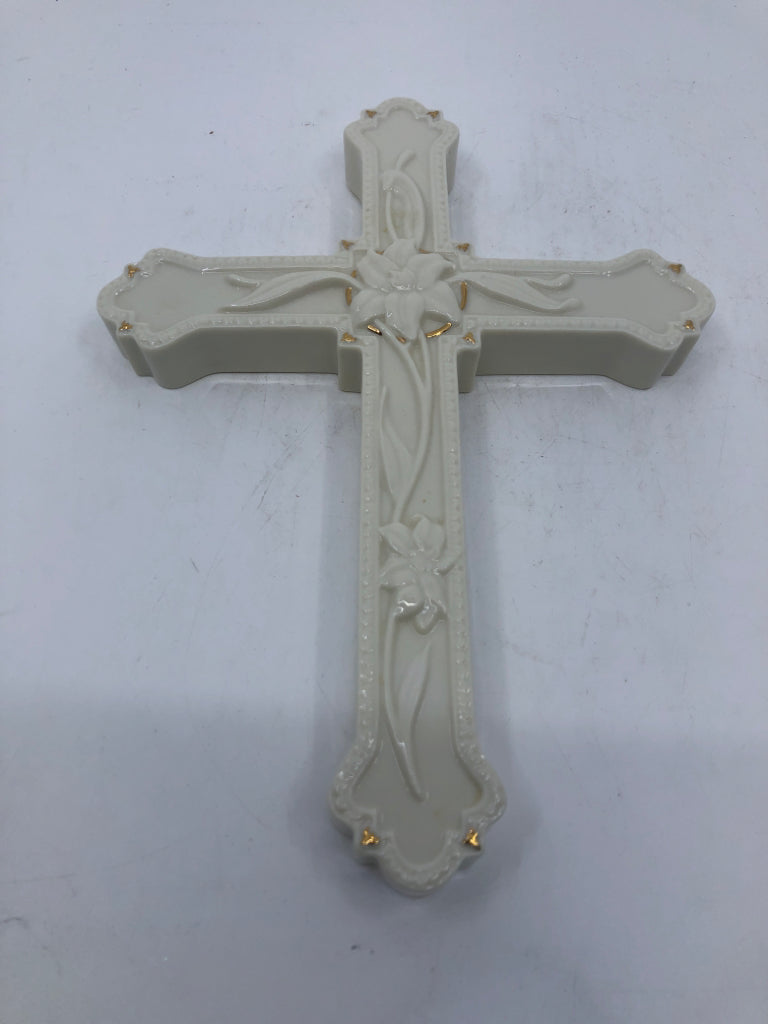 LENOX EMBOSSED FLOWER CROSS.