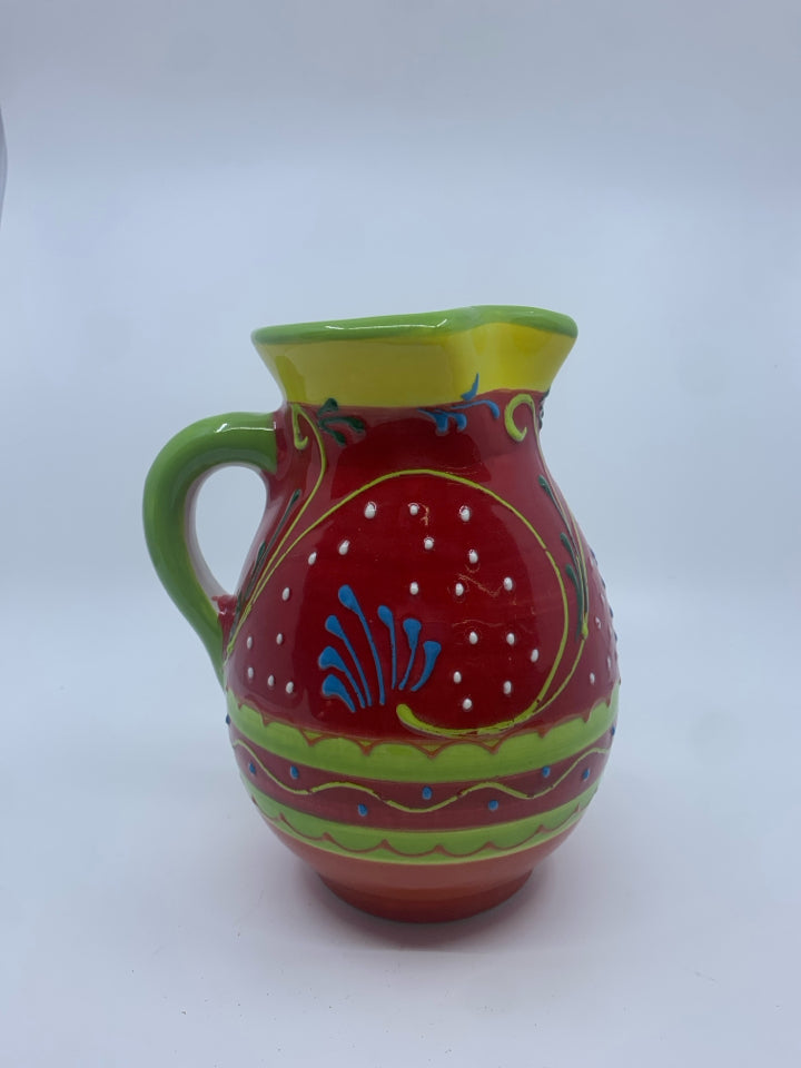 COLORFUL RED GREEN PITCHER.