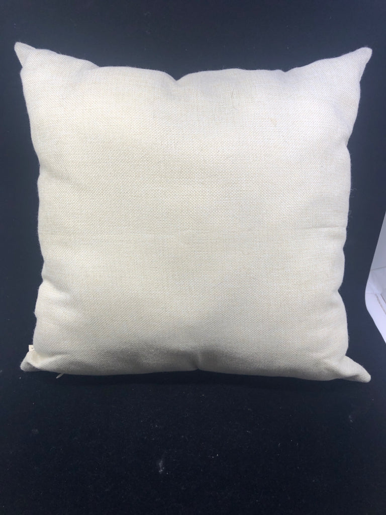 CREAM "GATHER" PILLOW W/ WREATH BORDER.