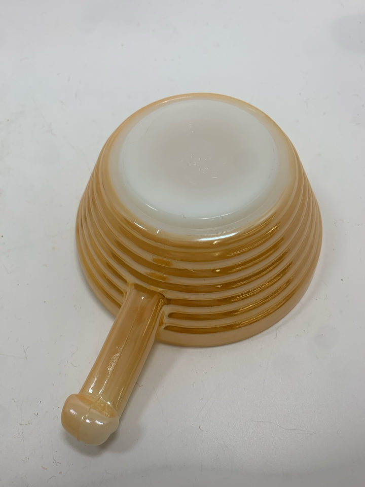 2 PEACH LUSTRE HANDLED SOUP BOWLS.