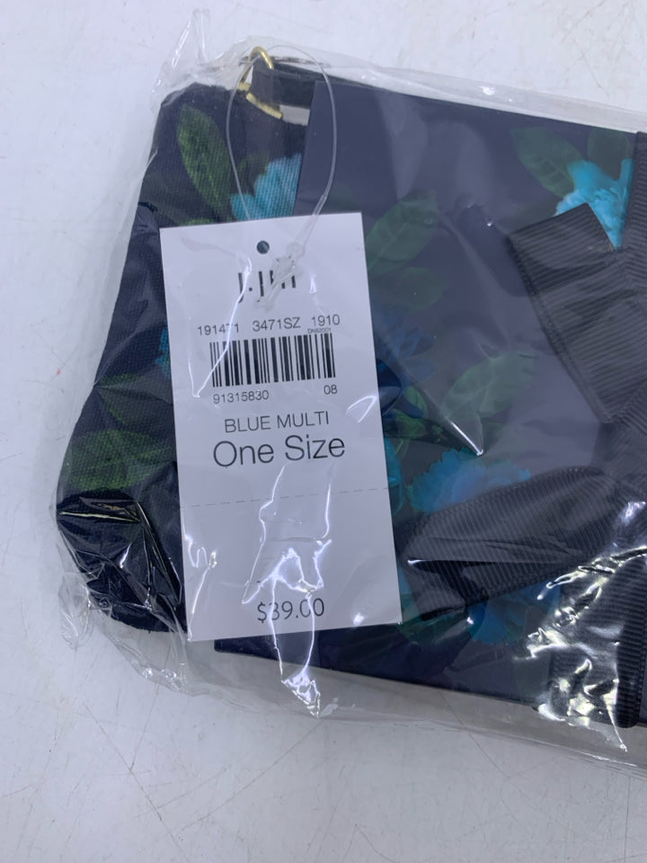 J Jill Blue Multi Floral Makeup Bag/Journal Set