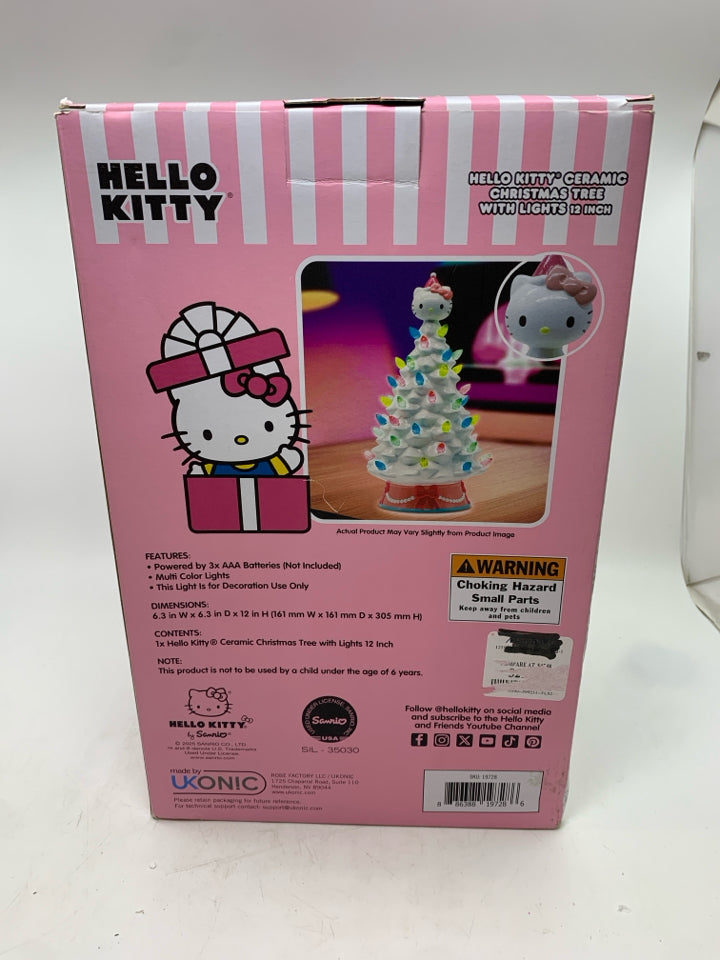 NIB HELLO KITTY CERAMIC CHRISTMAS TREE W/LIGHTS.