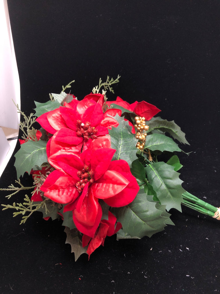 POINSETTIA AND PINECONE FAUX BUNDLE.