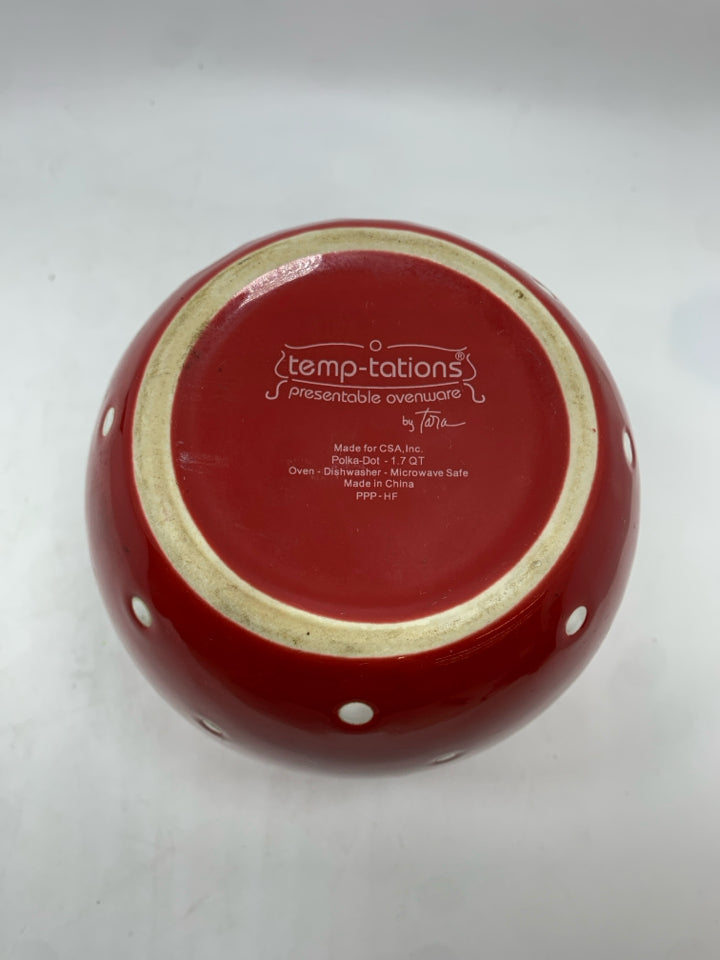 3PC RED POLKA DOT CANISTERS.