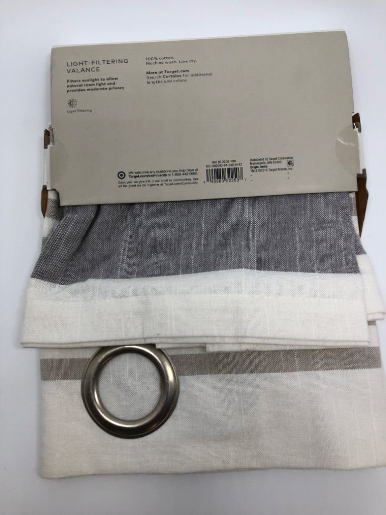 NIP GRAY STRIPE VALANCE.