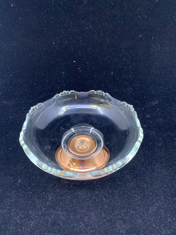 VTG GOLD FOOTED GLASS BOWL.