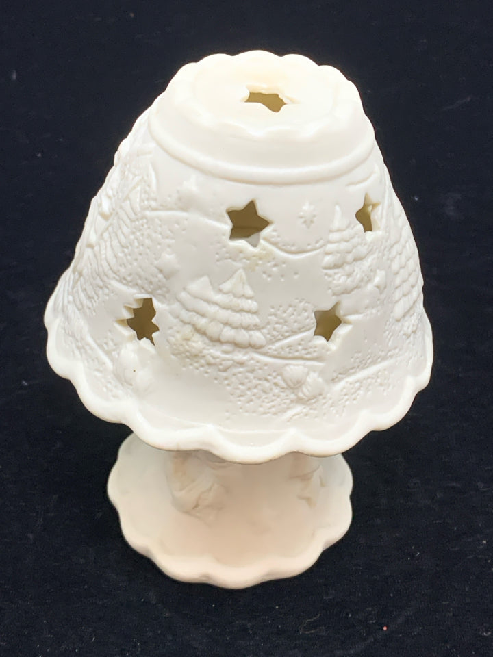 2PC IVORY EMBOSSED CHRISTMAS TREE/ANGELS.