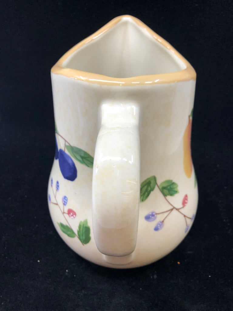 VTG TALL CREAM PITCHER FRUIT.