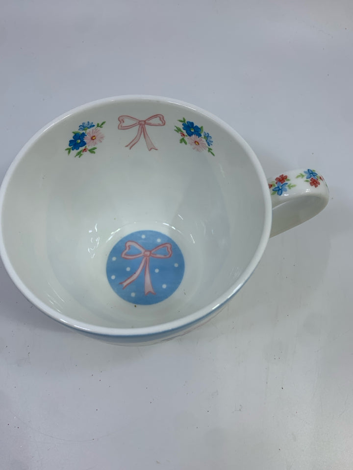 BLUE & PINK BOW MUG.