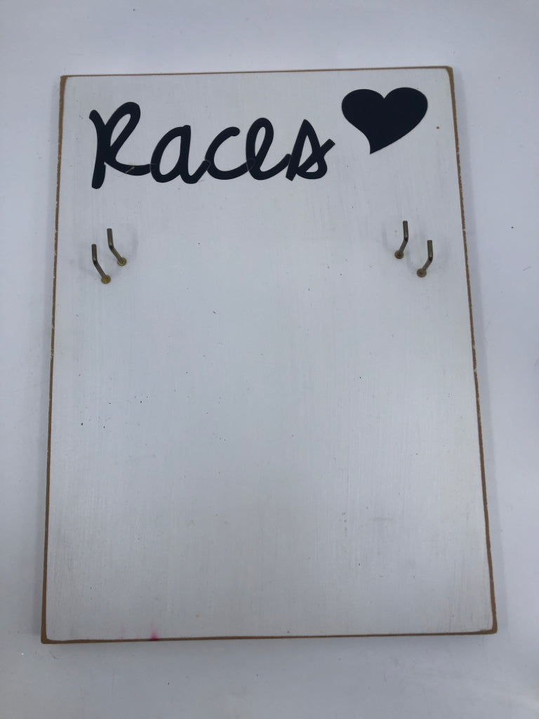 "RACES" MEDAL HOLDER WALL PLAQUE.