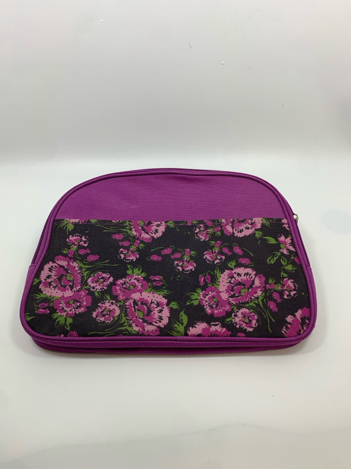 PURPLE FLORAL LUNCH BAG W/POUCH.