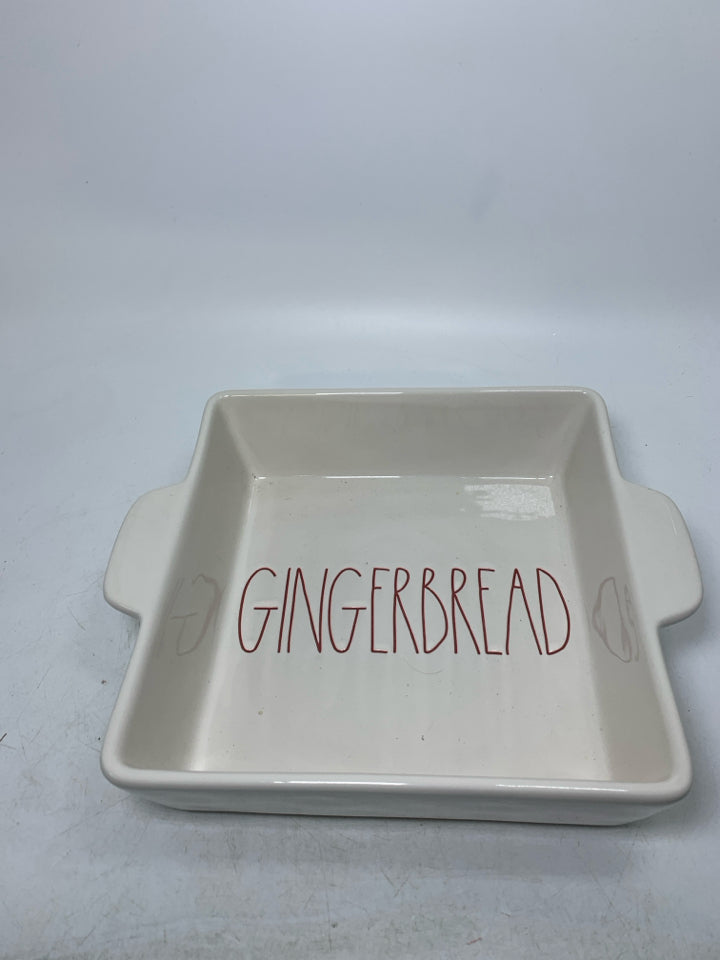 RAE DUNN WHITE GINGERBREAD SQUARE BAKING DISH.