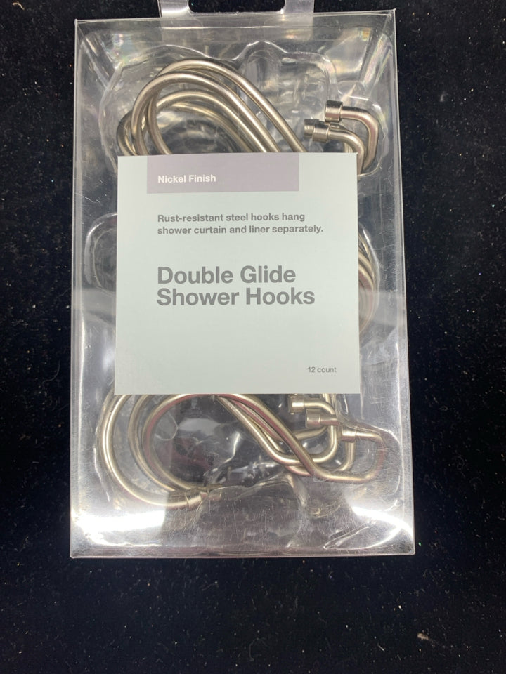 NIB DOUBLE GLIDE SHOWER HOOKS.