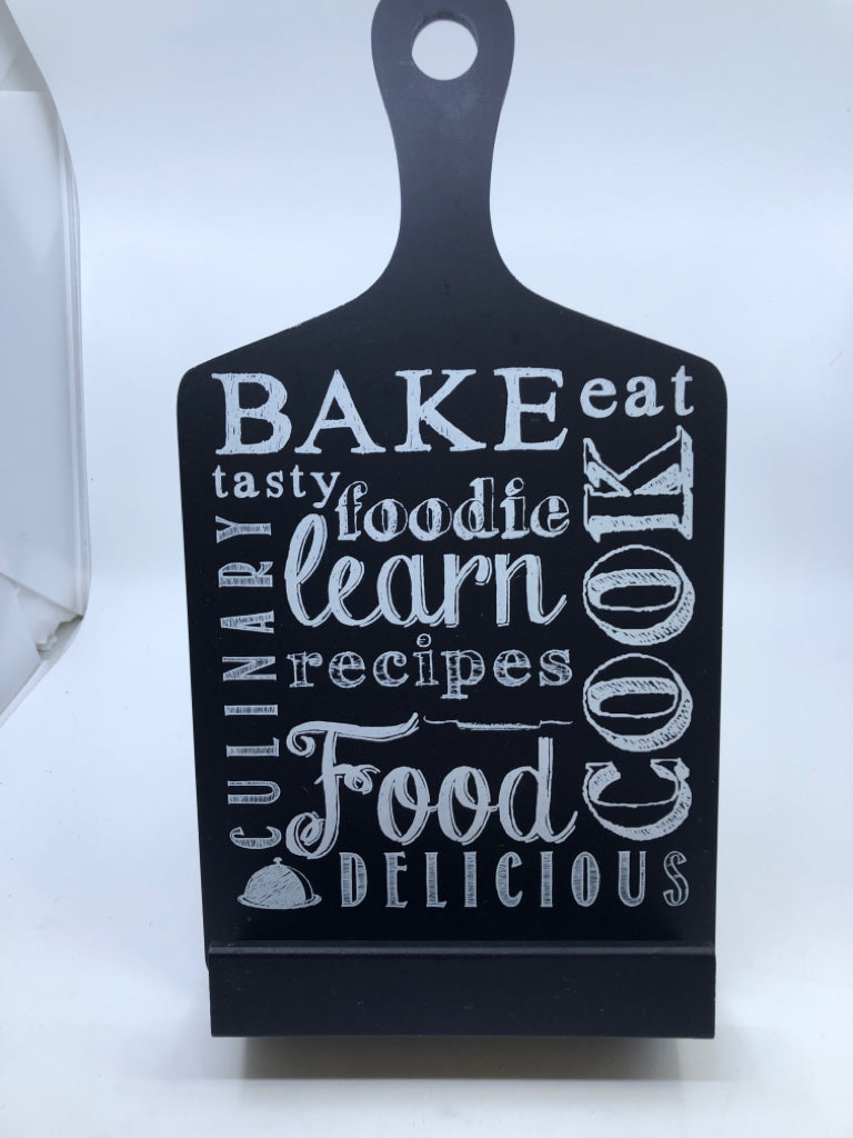 BLACK COOK BOOK HOLDER.