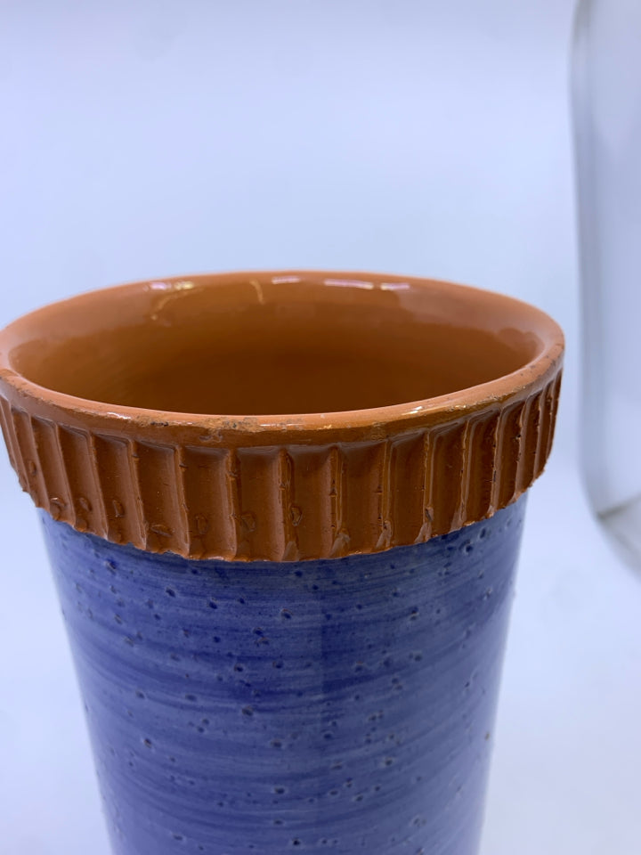 BLUE GLAZED TERRA COTTA BOTTLE SLEEVE.