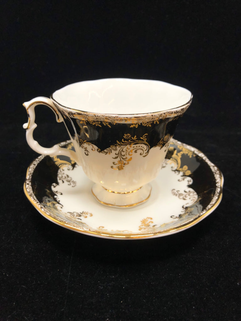 BLACK DIAMOND TEA CUP & SAUCER - ROYAL ALBERT.
