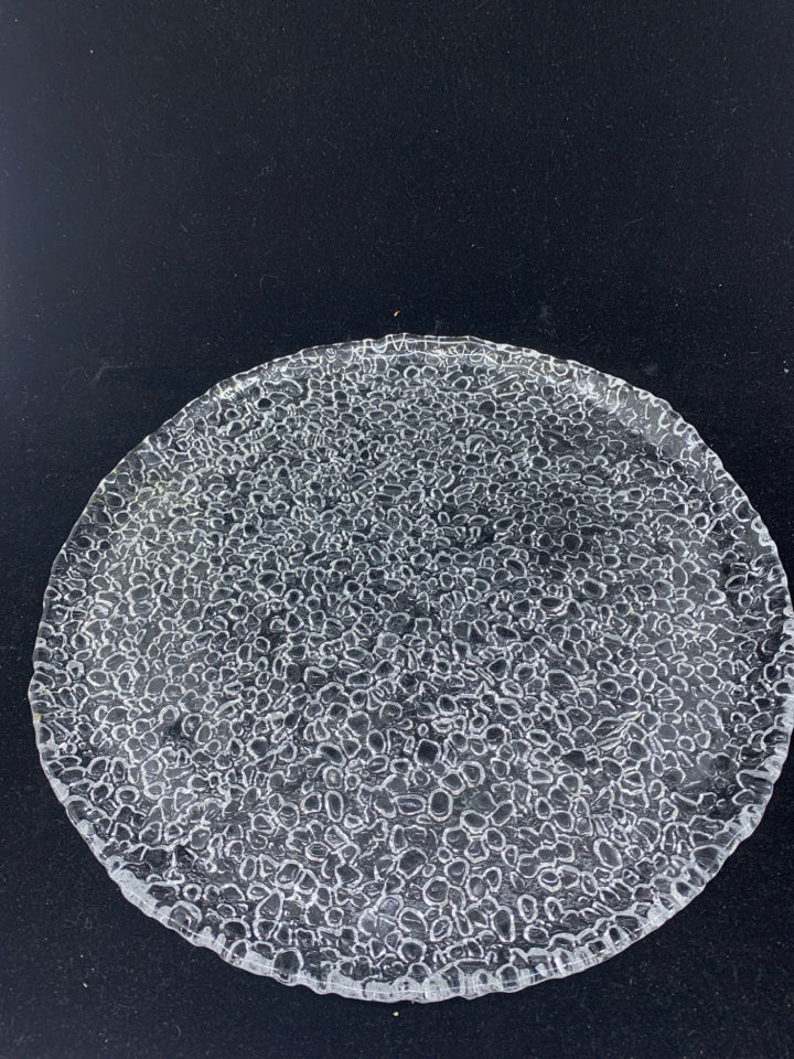 LARGE TEXTURED GLASS PLATTER.
