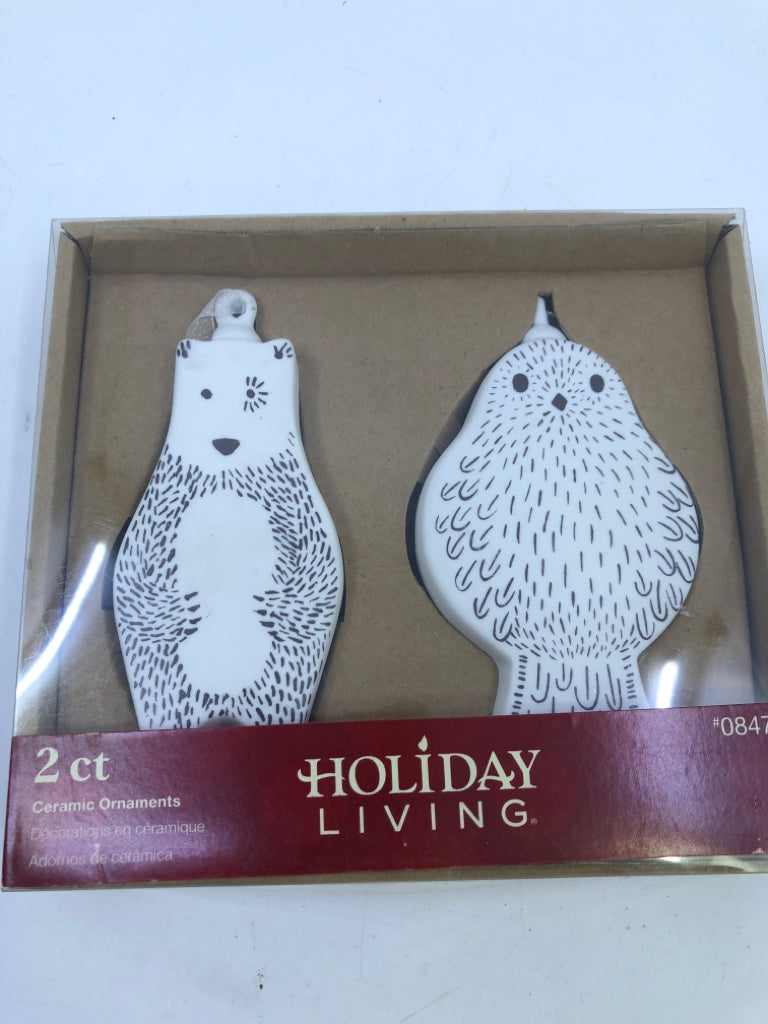 2 NIP ANIMAL CERAMIC ORNAMENTS.