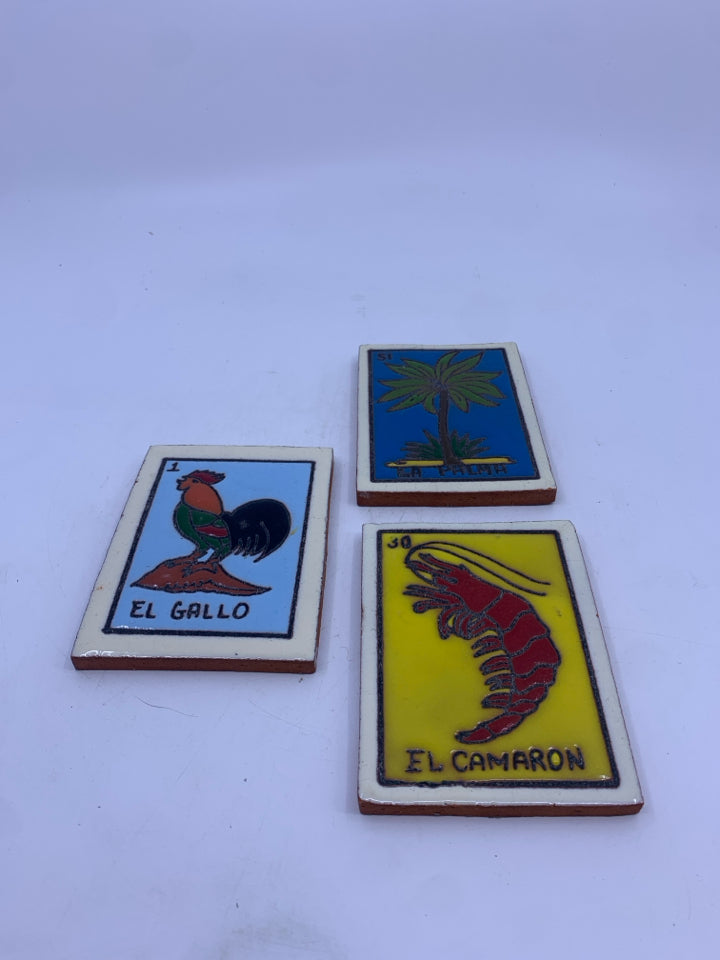 3 PC TERRA COTTA PAINTED TILES DECOR.