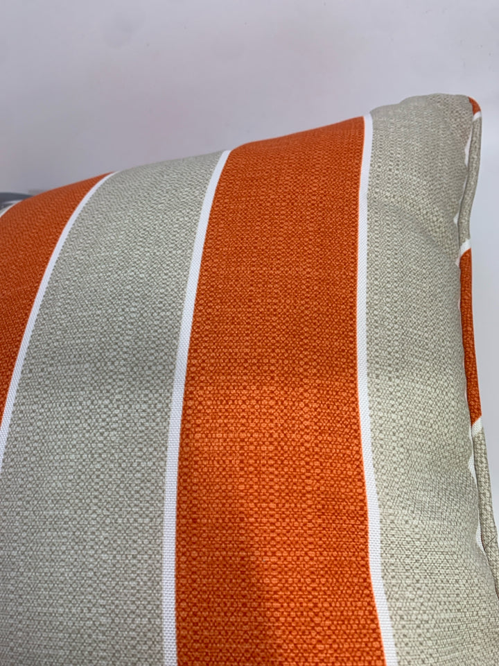 ORANGE & CREAM DOMAIN STRIPED PILLOW.