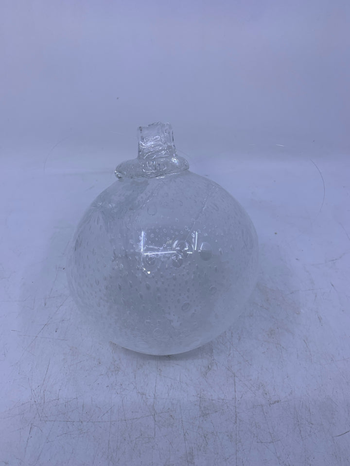CLEAR GLASS WITCHES BULB W/ AIR BUBBLES.