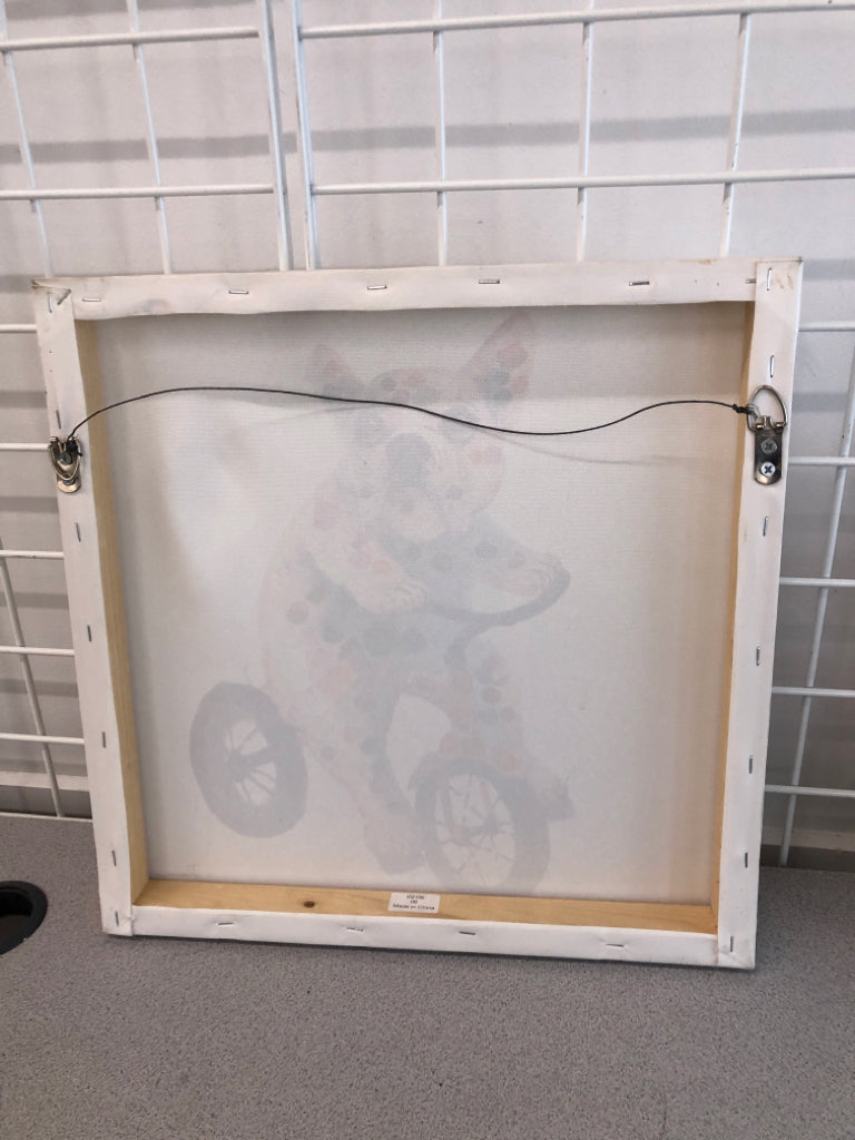 FRENCHIE ON BIKE DOT PAINTING CANVAS.